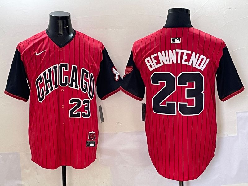 Men Chicago White Sox #23 Benintendi Red Stripe Joint Name Nike 2025 MLB Jersey style 20